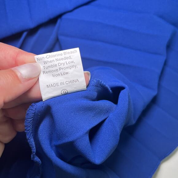 PRETTY GARDEN Royal Blue Maxi Dress Casual Halter Neck Pleated Size Small NWOT - Picture 9 of 12